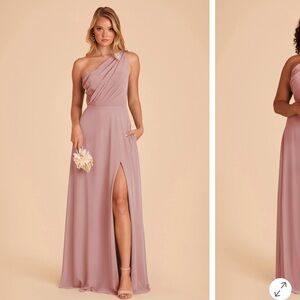 Birdy Grey One-Shoulder Dusty Rose Chiffon Dress